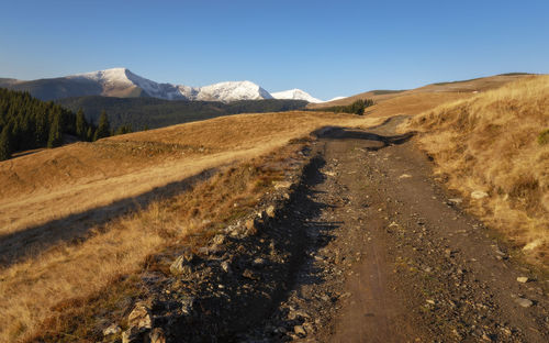 Scenic view of landscape against clear sky