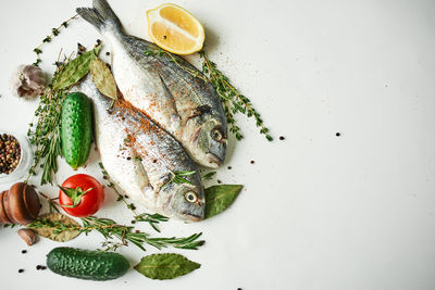 High angle view of fish in plate