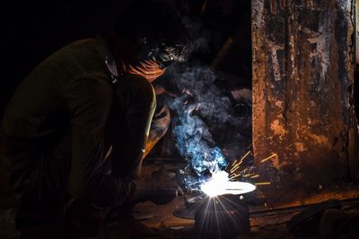 Man welding in factory