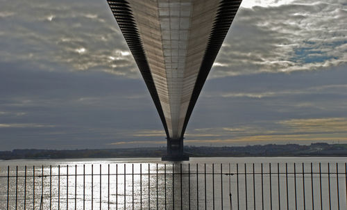 Bridge over river against sky during sunset