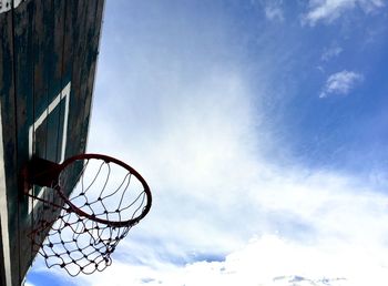 Low angle view of basketball hoop against sky