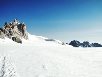 Scenic view of snow mountains against sky