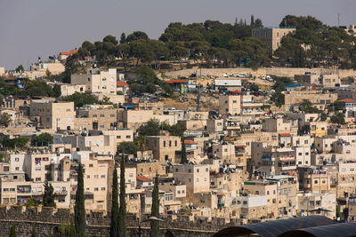 High angle view of townscape against sky