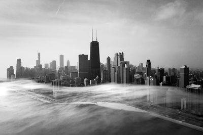 Chicago foggy black and white