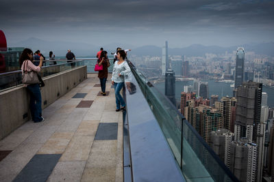 Woman standing in city