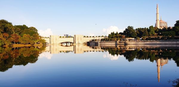 Reflection of building on river