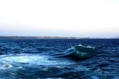 Scenic view of sea against clear sky