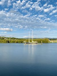 Scenic view of lake against sky