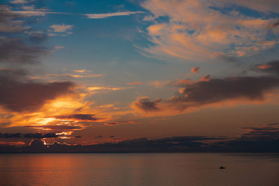 Scenic view of sea against dramatic sky