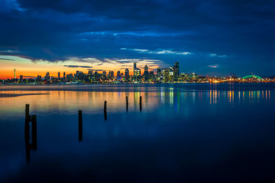 Seattle sunrise. looking across elliott bay from west seattle, washington.