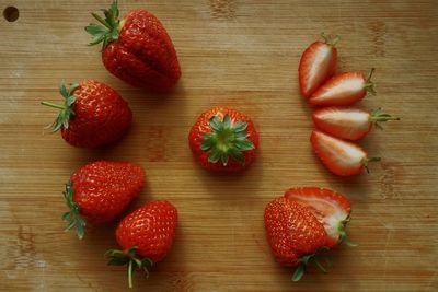 Directly above shot of strawberries on table