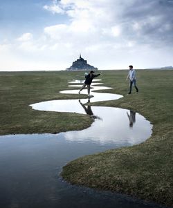 People walking on water