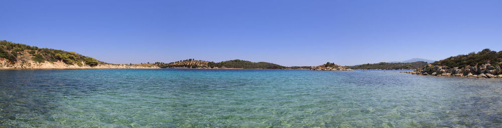 Scenic view of sea against clear sky