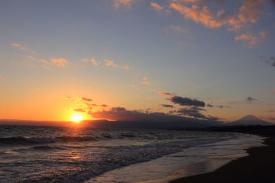 Scenic view of sea against sky during sunset