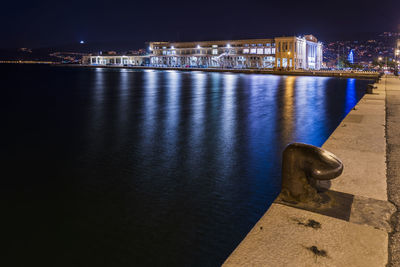 Skyline of trieste. atmospheric light at night. italy