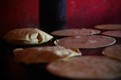 Close-up of bread on table