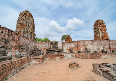 Old temple against cloudy sky