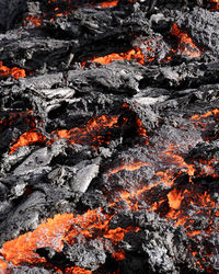 Smoke emitting from volcanic mountain at night