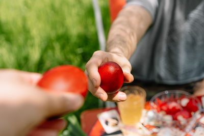 Easter egg tapping tradition in eastern europe