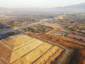 High angle view of antient pyramids i  teotihuacan