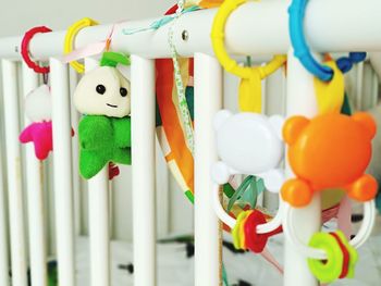 Close-up of toys toy hanging in row