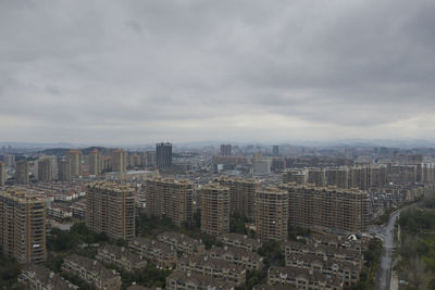 High angle view of buildings in city