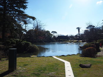 Scenic view of river against clear sky