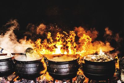 Close-up of bonfire at night