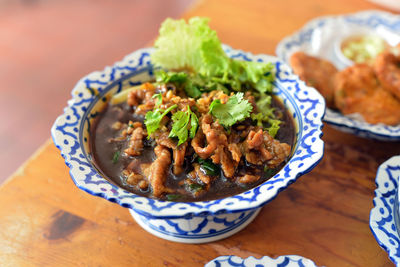 High angle view of thai food in bowl