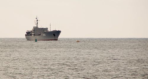 Boat sailing in sea