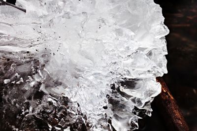 Close-up of ice crystals on rock