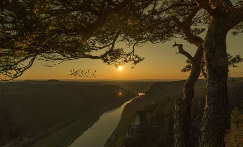 Scenic view of landscape against sky during sunset