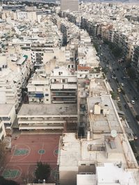 High angle view of buildings in city