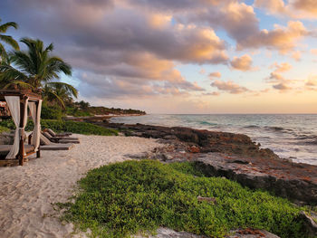 Scenic view of sea against sky during sunset