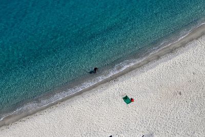 High angle view of people on beach