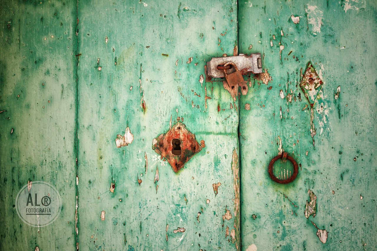 entrance, door, metal, security, old, safety, protection, no people, weathered, lock, wood - material, rusty, closed, close-up, green color, day, blue, textured, full frame, outdoors, turquoise colored