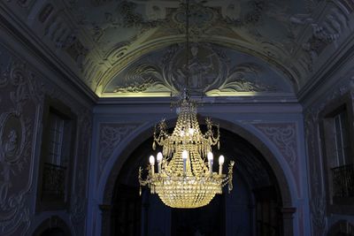 Illuminated chandelier at palacio do marques de pombal