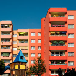 Low angle view of residential building against sky