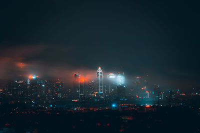 Illuminated cityscape at night, frankfurt