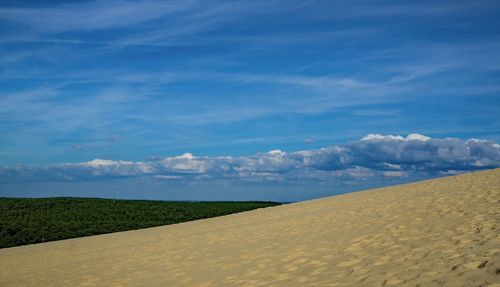 Scenic view of landscape against blue sky