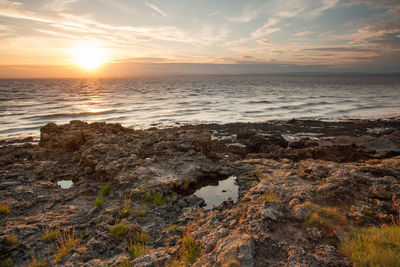 Scenic view of sea during sunset