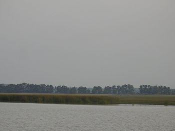 Scenic view of lake against clear sky