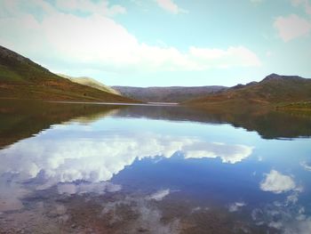 Reflection of clouds in lake