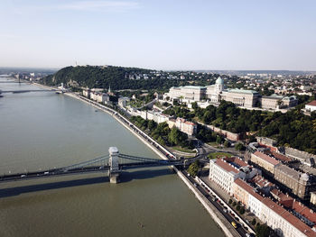 High angle view of bridge over river