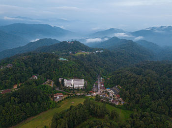 High angle view of townscape against sky