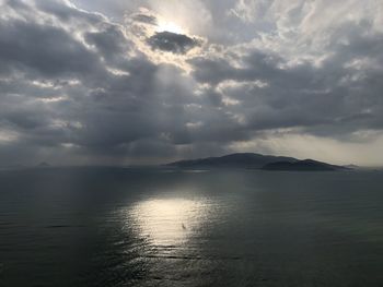 Scenic view of sea against cloudy sky