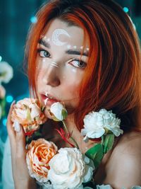 Close-up portrait of a beautiful young woman