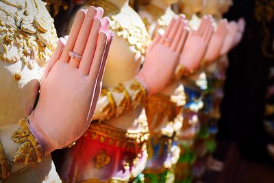 Close-up of hands for sale at market stall