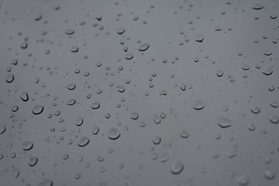 Full frame shot of raindrops on glass window