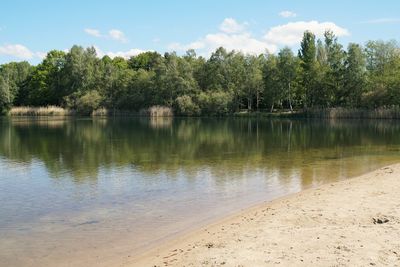 Scenic view of lake against sky